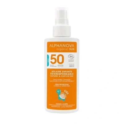 Image of Alphanova Sun, Organic Sunscreen Spray For Kids, High Protection with SPF 50, Waterproof,125 ml
