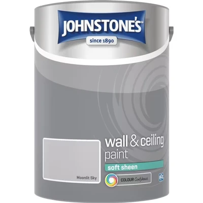 Image of Johnstone&#039;s Wall and Ceiling Paint Soft Sheen Interior Satin Finish Suitable for Walls Ceilings Moonlit Sky 5 L