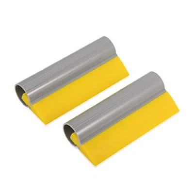 Image of Winjun 2 Pack 14CM Length Yellow Rubber Vinyl Window Squeegee Water Wiper Glass Scraper with non Slip Handle
