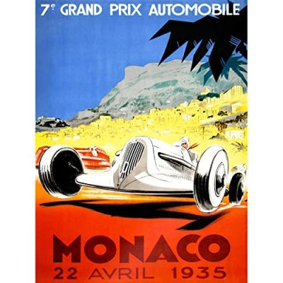 Image of Wee Blue Coo Sport Exhibition Race Advert Grand Prix Car Automobile Monaco Large Art Print Poster Wall Decor 18x24 inch