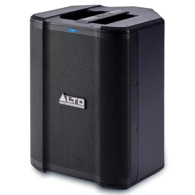 Image of ALTO PROFESSIONAL Busker 200W Portable PA Speaker System with Rechargeable Battery, Bluetooth, 3 Channel Mixer, Alesis FX, App Control, USB Charging