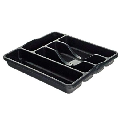 Image of Wham Plastic Kitchen Cutlery Tray Organiser Rack Holder Drawer Insert Tidy Storage Midnight