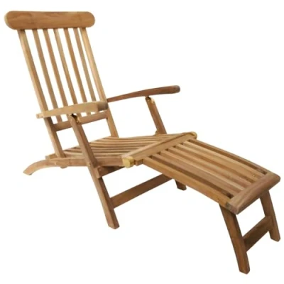 Image of Charles Bentley Solid Wooden Teak Steamer Chair/Sun Lounger Garden Furniture