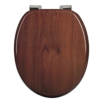 Image of WOLTU Wooden Toilet Seat, Soft Close WC Seat with Strong Hinge Ideal for Standard Beautiful Dark Beech