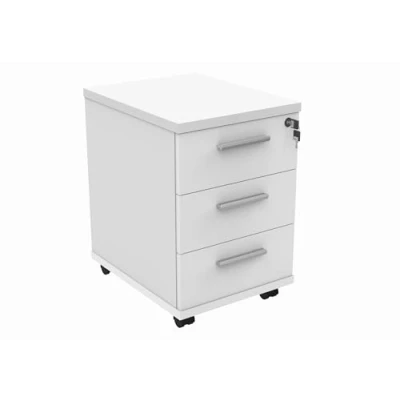 Image of Office Hippo Essentials Heavy Duty Storage Unit, Mobile Cabinet, Featuring 3 Lockable Drawers, Suitable For Commercial Office, Home And Classroom, Arctic White, 50D x 40.4W 59.5Hcm
