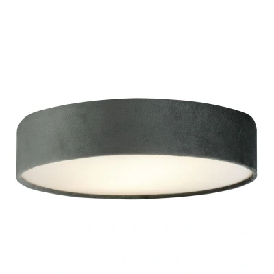 Image of Drum Pleat 3 Light Velvet Flush, Grey Shade