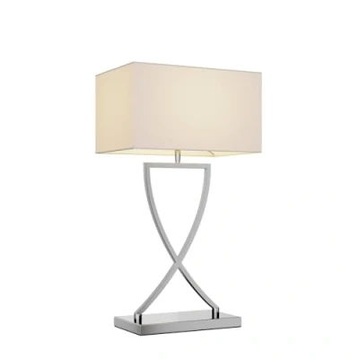 Image of Lucande table lamp Evaine, chrome/white, metal, 66 cm, E27