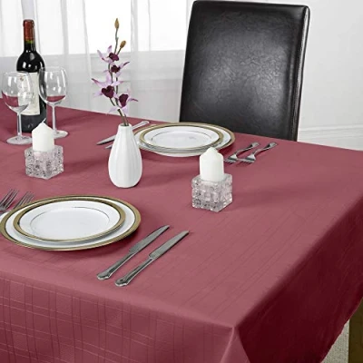 Image of Emma Barclay Chequers Jacquard Table Cloth in Wine 70x108 (178x274cm)