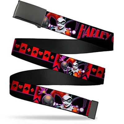 Image of Buckle Down Boys Web Belt Harley Quinn 1.25&quot;, Multicolor, Wide Fits up to 42&quot; Pant Size