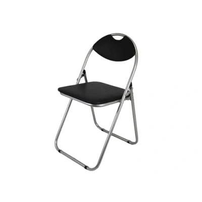 Image of Meta Faux leather Office Chairs Steel Frame folding Chair for Home, Office, Dining &amp; Reception (1, Silver Black Seat)