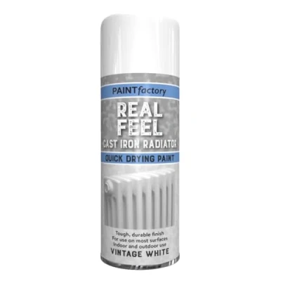 Image of AlezyB 4 x Real Feel Radiator Vintage White Spray 400ML Aerosol for Interior &amp; Exterior Tough, Protect Against Rust Durable Finish