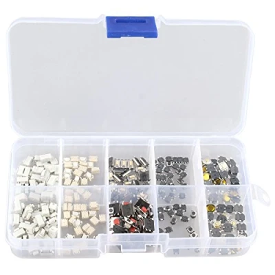 Image of HALJIA 250PCS 10Value Tactile Push Button Touch Switch Micro Momentary Tact SMD Assortment Kit + Plastic Box