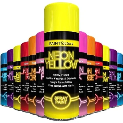 Image of AlezyB 1x Neon Spray Paint Yellow 200ml Flouroscent Aerosol Extra Bright DIY Graffiti (Banksey) Paint, Assorted Colour