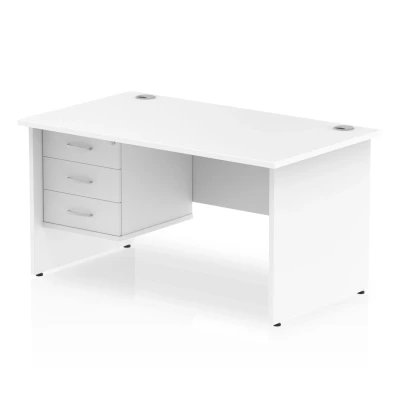 Image of Impulse 1400 Rectangle Panel End Leg Desk White 1 x 3 MI002255