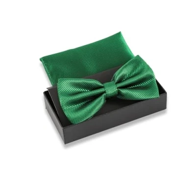 Image of Massi Morino Emerald green bow tie with pocket square for men&#039;s set Suit wedding Adjustable in