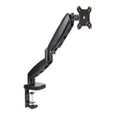 Image of Amazon Basics Gas Spring Single Computer Monitor Arm Mount, Adjustable, Holds Monitors up to 27 Inches (68.6 cm), Black