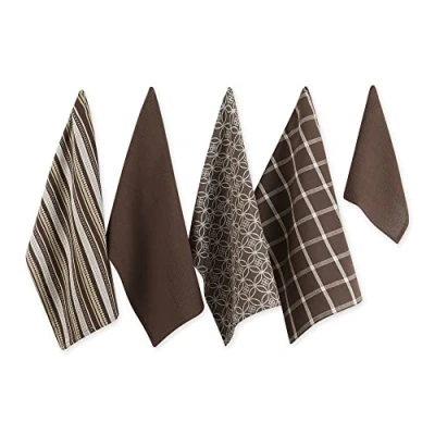 Image of DII Kitchen Set, Cotton, Dark Brown, Dishtowel, 18x28 Dishcloth, 13x13