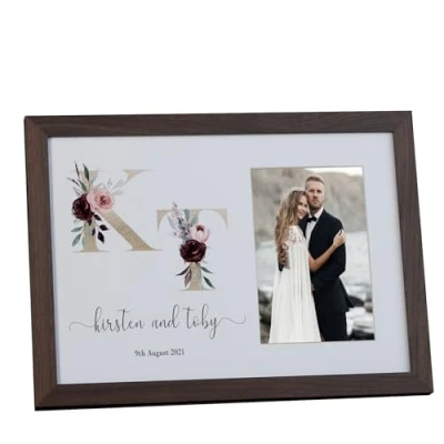 Image of Personalised Initials Wedding White Photo Frame For A 6&quot; x 4&quot; Picture
