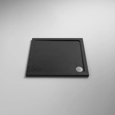 Image of VeeBath Square Shower Tray 1000x1000mm Stone Resin for Enclosure Bathroom Slate Grey