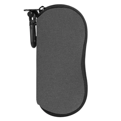 Image of MoKo Eyeglass Soft Case, Zippered Neoprene Sunglasses Pouch with Clip for Men Women Gray