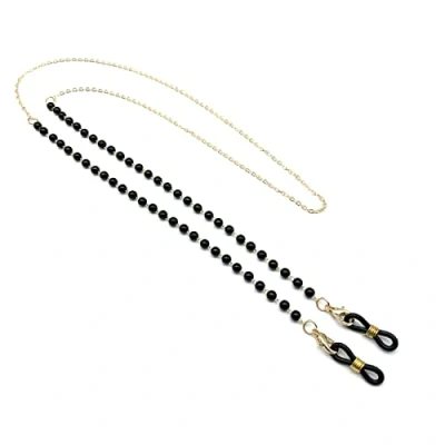 Image of CKB LTD Black Beaded Gold toned Chain Spectacle Glasses Strap Metal For Sunglasses Face Mask Cord Holder Neck Lanyard 70cm, 1 Piece (Black Beads tone Chain)