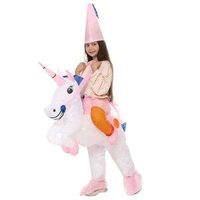 Image of Inflatable Unicorn Disguise for Children Size 90 to 120cm Costume Disguised Parties Made of Highly Resistant Polyester Inflating System Included OriginalCup®