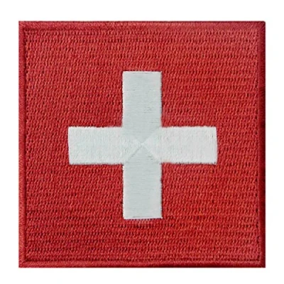 Image of Switzerland Flag Patch Embroidered CH Swiss Applique Iron On Sew National Emblem