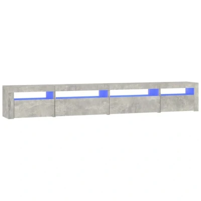 Image of vidaXL TV Cabinet with LED Lights Concrete Grey 270x35x40 cm