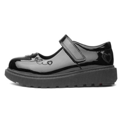 Image of Heavenly Feet Iris Kids Black Patent School Shoe Size 2 UK
