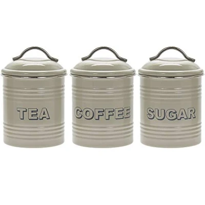 Image of Vintage Sage Tea Coffee Sugar Canisters