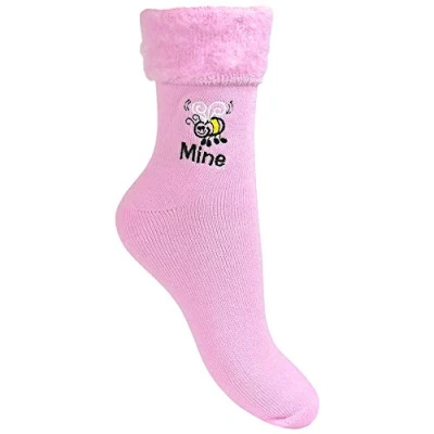 Image of Bee Mine Super Soft &amp; Cozy Thermal Valentines Gift Bed Socks (Pink)