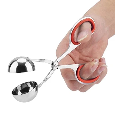Image of Stainless Steel Meat Ballers, Non Stick Meatball Maker Scoop Baller Tongs Ice Cake Pop Cookie Dough Cream for Kitchen, 7.1inch