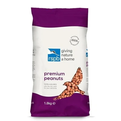 Image of RSPB Premium Peanuts 1.8Kg Wild bird Food, supporting Charity, Re sealable &amp; recyclable pouches, for use in Garden outdoors. Perfect Feeders, ground feeders tables