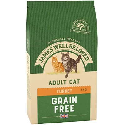Image of James Wellbeloved Adult Grain Free Turkey 4 kg Bag, Hypoallergenic Dry Cat Food