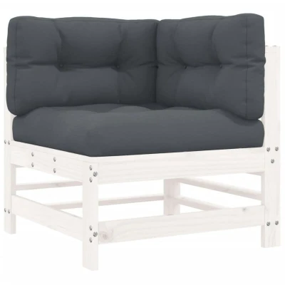 Image of vidaXL Corner Sofa with Cushions White Solid Wood Pine