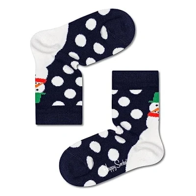 Image of Happy Socks Unisex Kids Jumbo Snowman Socks, Navy, 2 3 Years UK