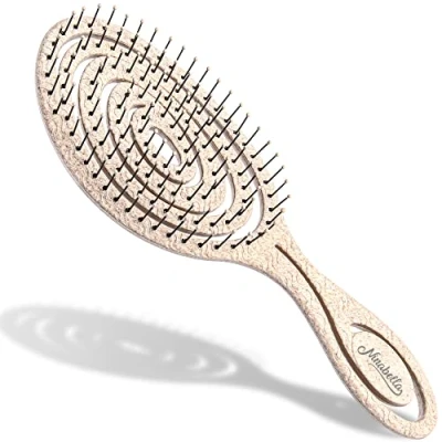 Image of Ninabella Detangling Hair Brush for Women, Men &amp; Children Does not Pull on Recycled Straightening Brushes Straight, Curly Wet Detangle Unique Spiral Hairbrush