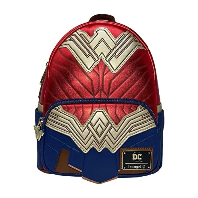 Image of Loungefly Wonder Woman DC Comics Cosplay Womens Double Strap Shoulder Bag Purse, Red, M