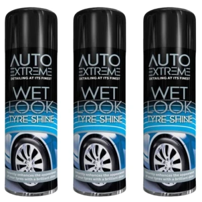 Image of STOREX 3 X Auto Extreme Wet Look Tyre Shine Cleaner Restorer Spray 300 ML