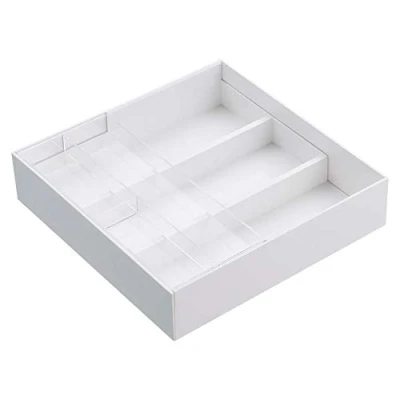 Image of Yamazaki 3441 TOWER Extendable Drawer Organizer with Slide, white, ABS Resin/PS Resin, Minimalist, 25 x 24.6 5.7 cm