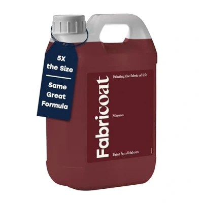 Image of Fabricoat Fabric Paint Restore or Change the Colour of Any Directly Onto Transform Anything Sofas, Lampshades, Car Interiors (2.5L, Maroon)