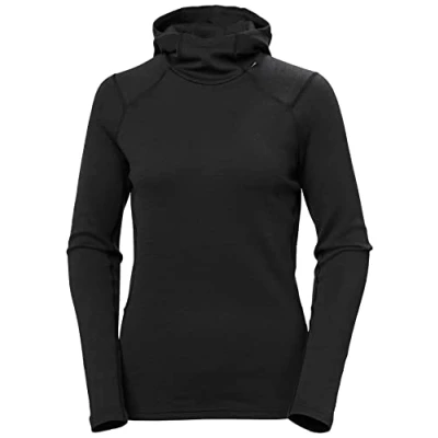 Image of Helly Hansen Women&#039;s W Lifa Merino Midweight Hoodie Shirt, Black, XS UK
