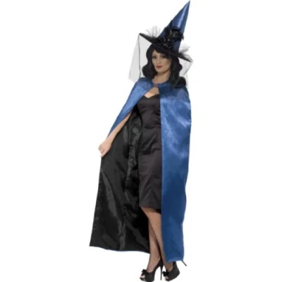 Image of Smiffys Reversible Cape Metallic Deluxe (Blue and Black)