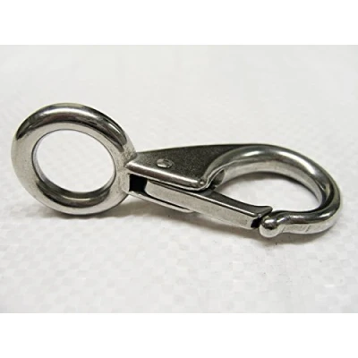 Image of Quick Release Snap Hook with Fixed Eye Size 0 (55MM Stainless Steel Boat Shackle Attachment)