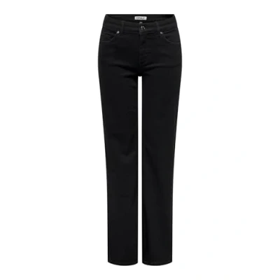 Image of ONLY Women&#039;s Female Straight fit Onlblush Mittlere Taille Gerade Geschnitten Jeans, Black Denim, XL / 30L