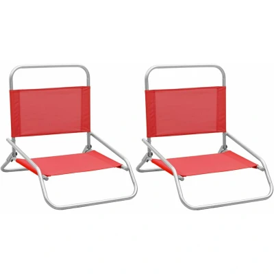 Image of vidaXL Folding Beach Chairs 2 pcs Red Fabric