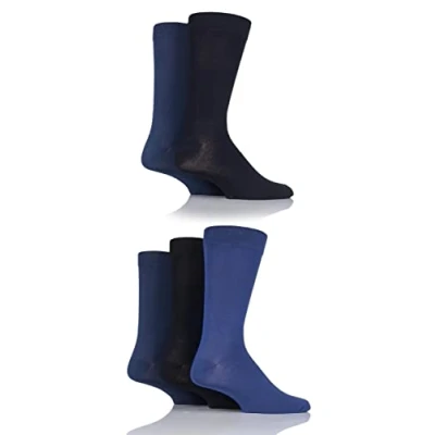 Image of 5 Pair Blues Plain Bamboo Socks Men&#039;s 7 11 Mens SOCKSHOP
