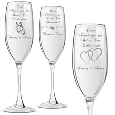 Image of ukgiftstoreonline Personalised Engraved Champagne Prosecco Glass Flute Bridesmaid Gift GIPF0007BR1