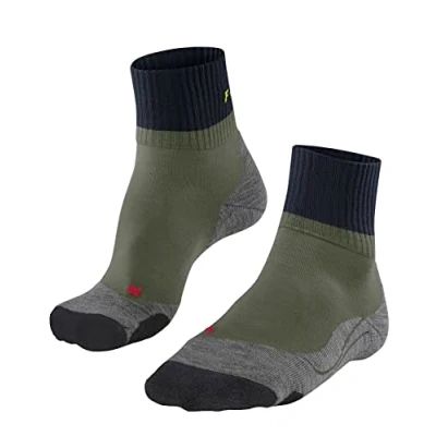 Image of FALKE Men&#039;s TK2 Explore Short M SSO Wool Thick Anti Blister 1 Pair Hiking Socks, Green (Herb 7754), 5.5 7.5