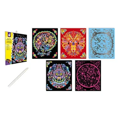 Image of Janod J07892 Party Batman Scratch Art Animal Mandalas, White, one Size